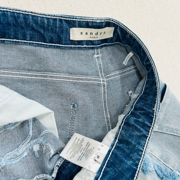 Sandro jean shorts with feather details, size 36 - Picture 2 of 4